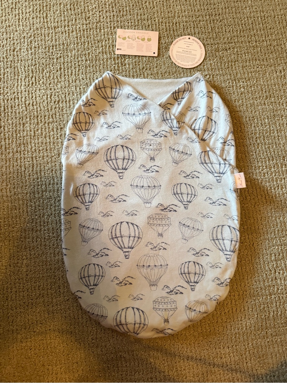 Swaddle Sack for Babies - Pale Blue Hot Air Balloon Print - Brand: Love to Dream